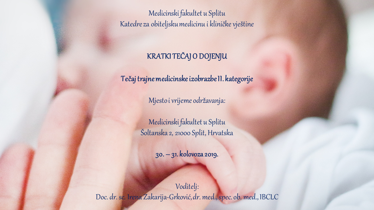 Kratki tečaj o dojenju - tečaj trajne medicinske izobrazbe II. kategorije